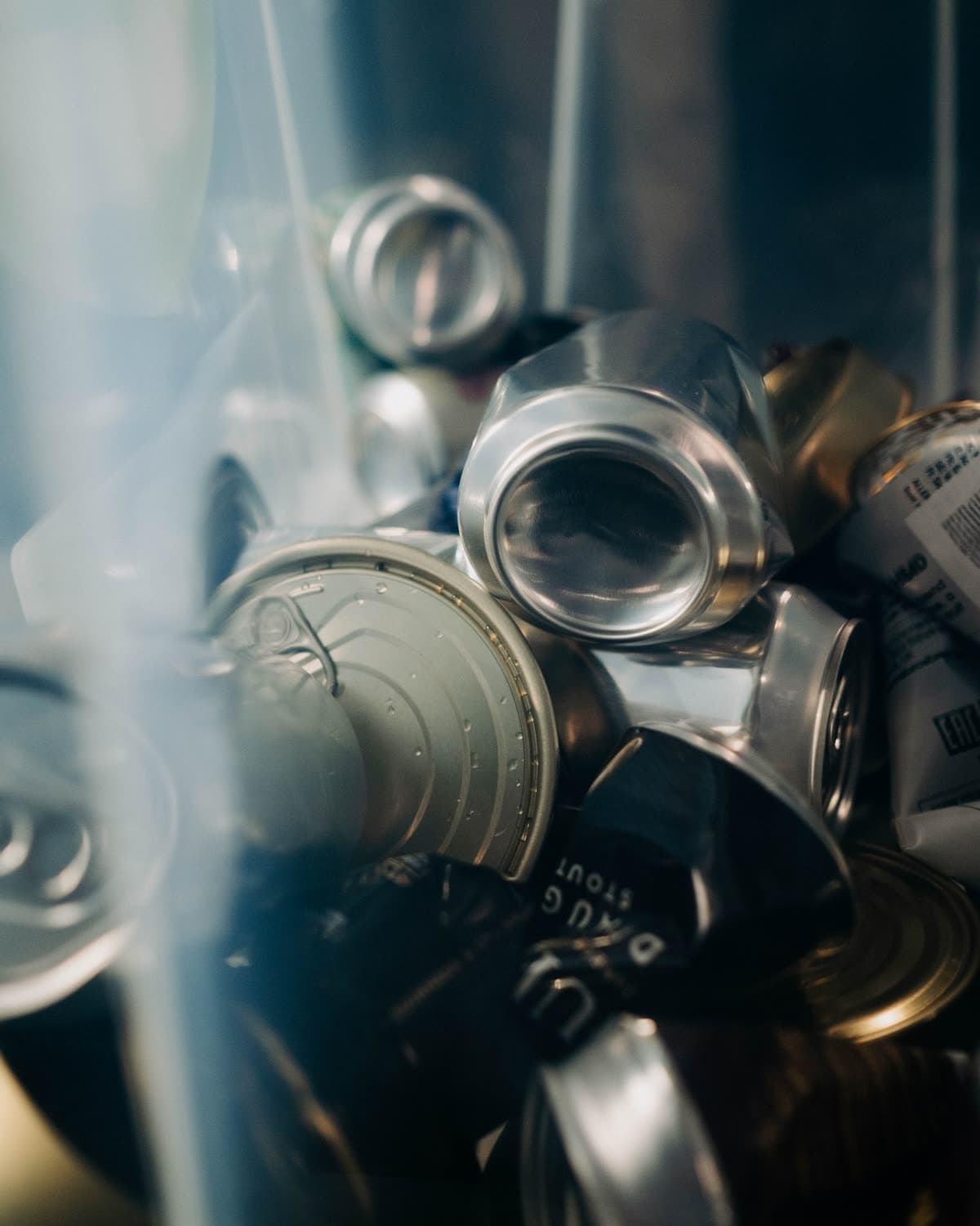 Bagged empty beer cans ready for a refundable container pickup